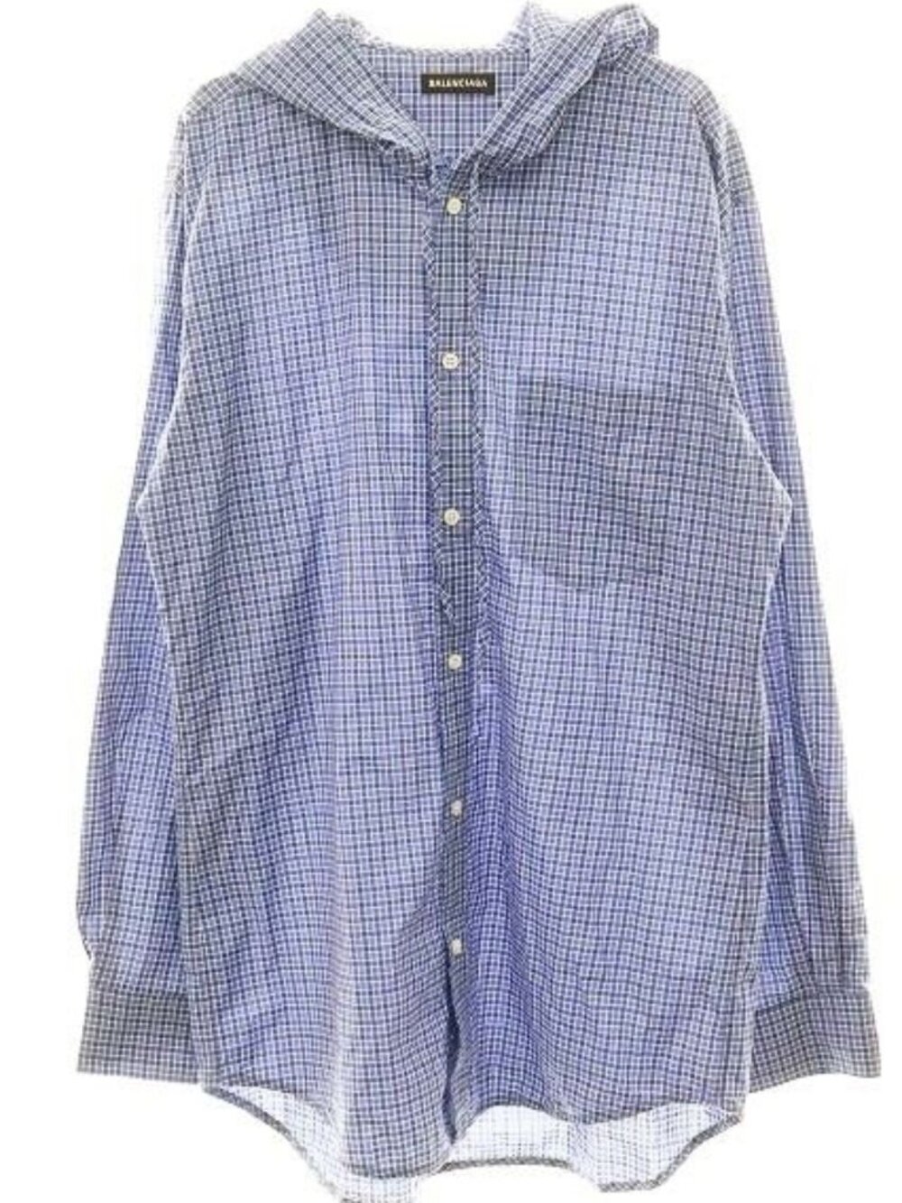 Balenciaga Hooded Shirt Check Blue Hoodie